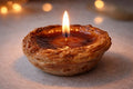 Handmade candle in the shape of a Pastel de Nata (Portuguese custard tart).