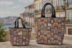 Bolsa em tecido feita à mão em Portugal com o tema janelas antigas portuguesas