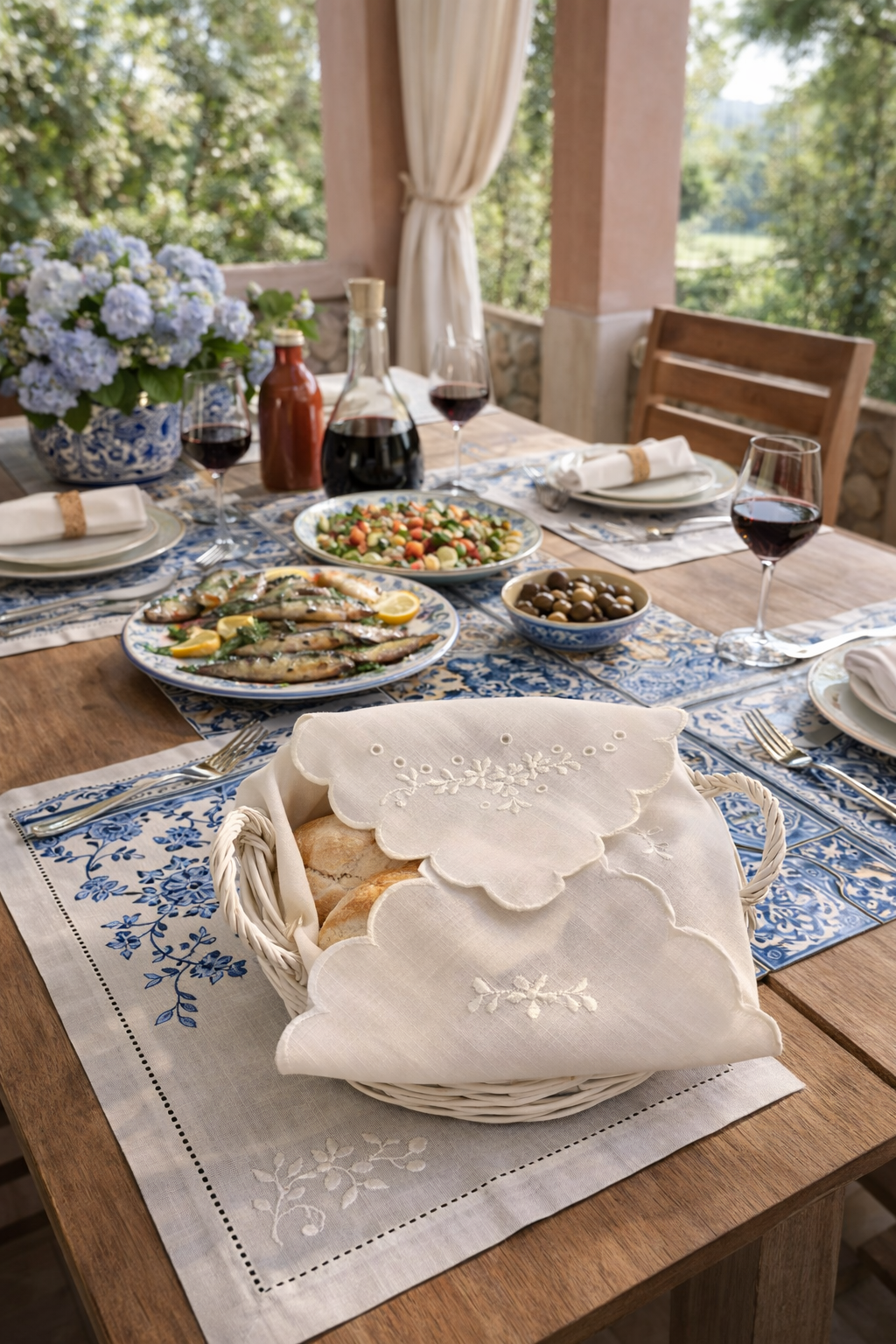 Embroidered doily for bread basket