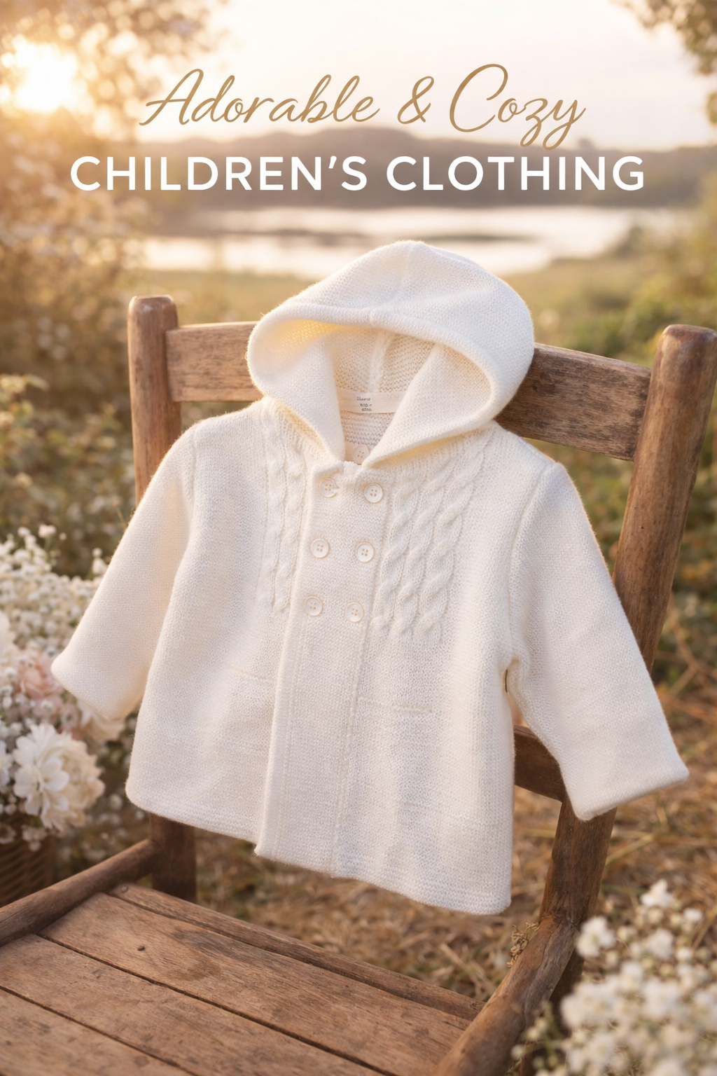 Baby cardigan in knit fabric with hood.