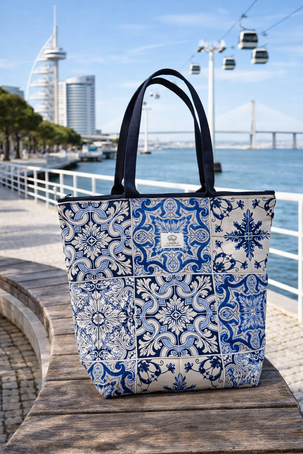 Tote Bag with Portuguese tiles theme.