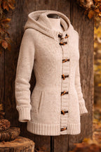 Woolen knit coat with hood
