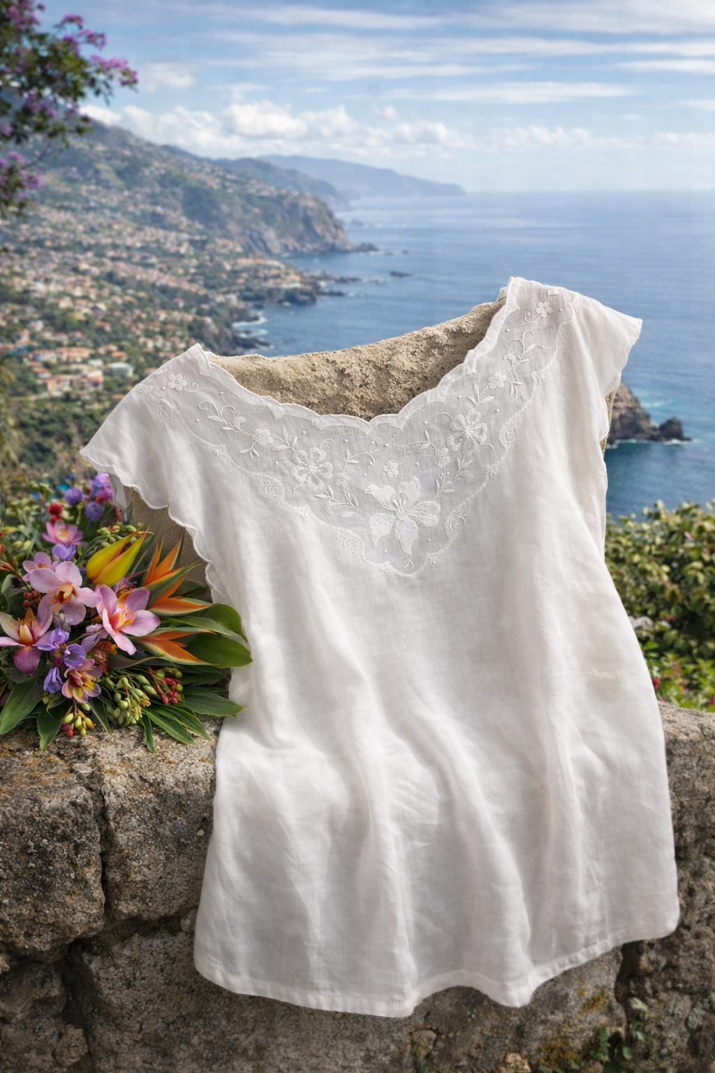 Hand-embroidered Madeira blouse