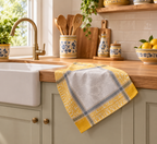 Kitchen Towel Set - 1 Terry Cotton Hand Towel + 1 Jacquard Tea Towel