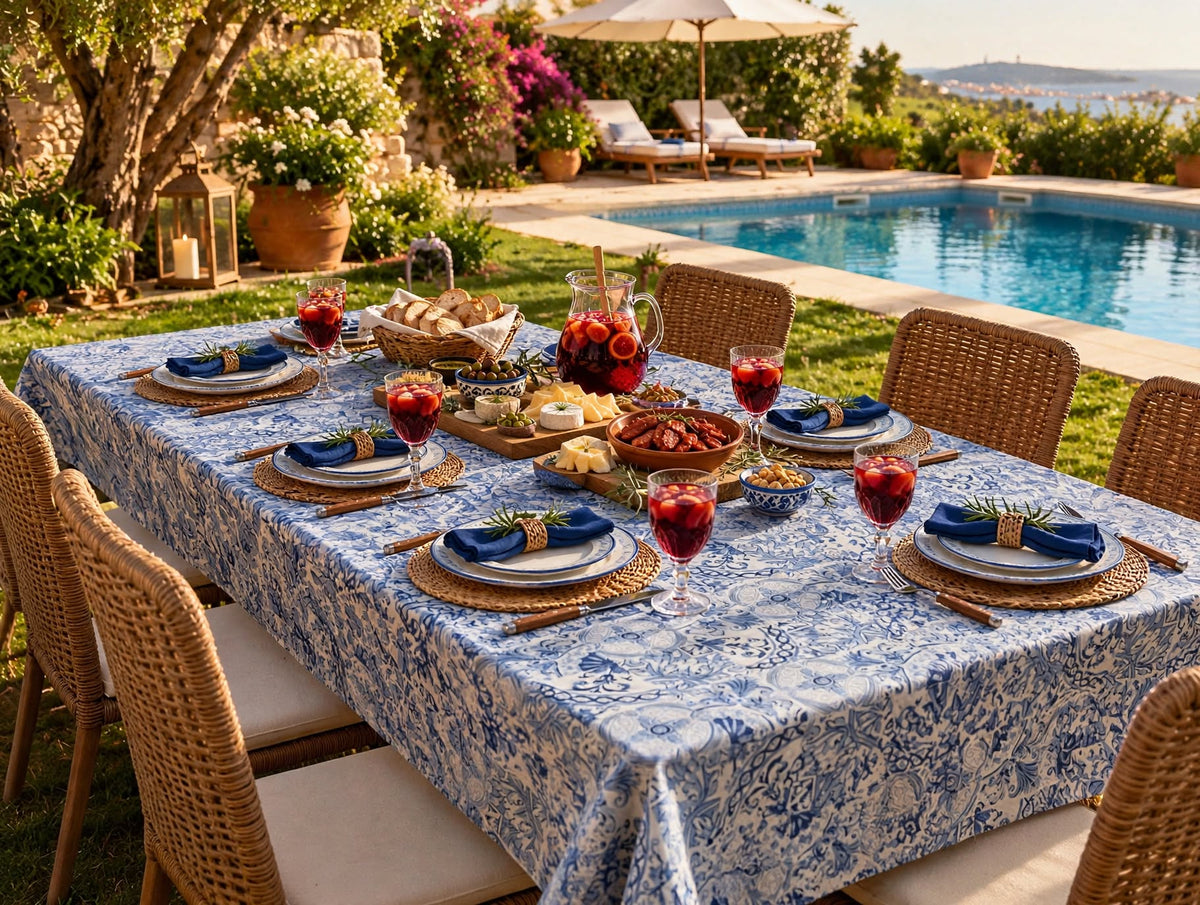Toalha de Mesa de Azulejos Portugueses – 100% Algodão, Fabricado em Portugal