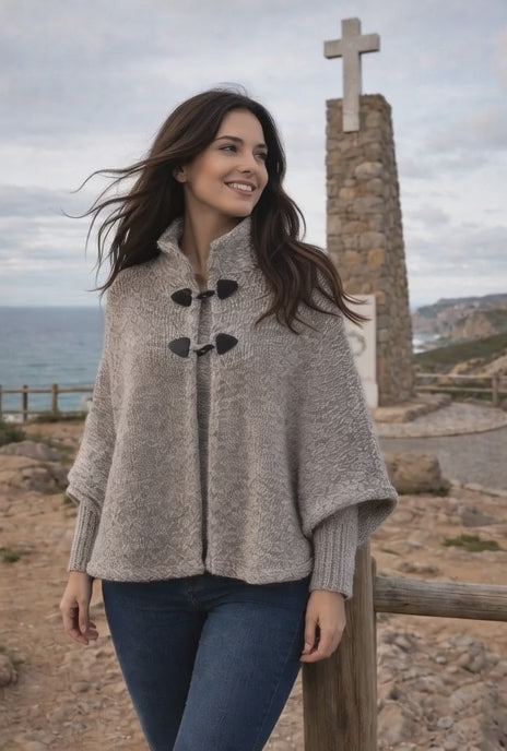 Knitted Poncho with Sleeves