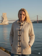 Woolen knit coat with hood