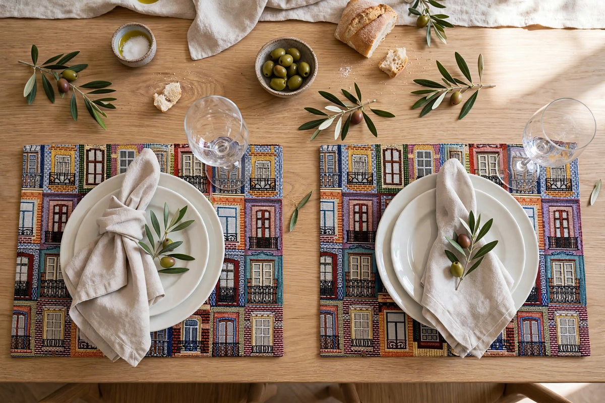 Set de table artisanal Fenêtres du Portugal | Gobelin 49x34cm | Fait main au Portugal